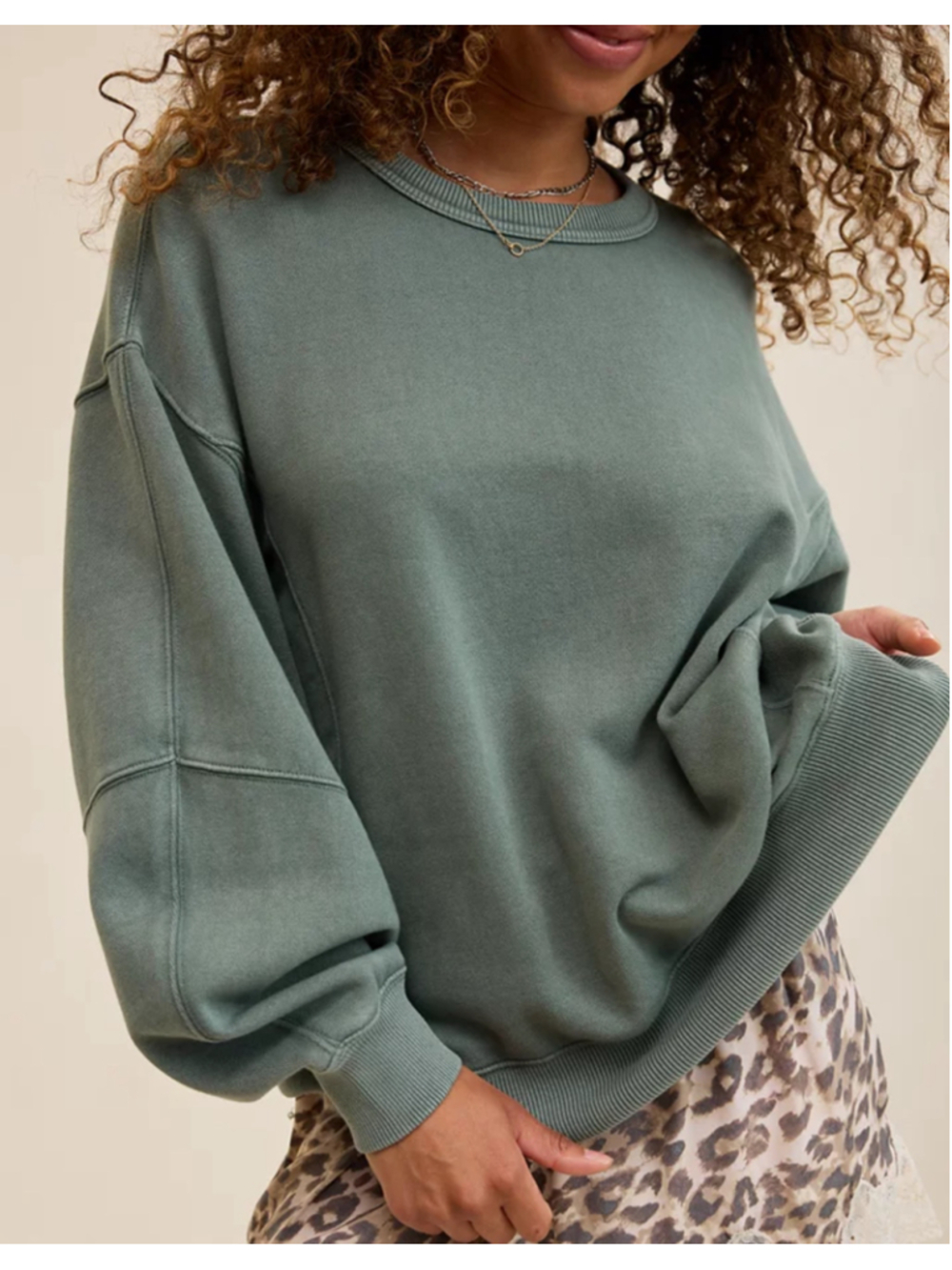 Aerie go to sweatshirt royal palm green women’s XL